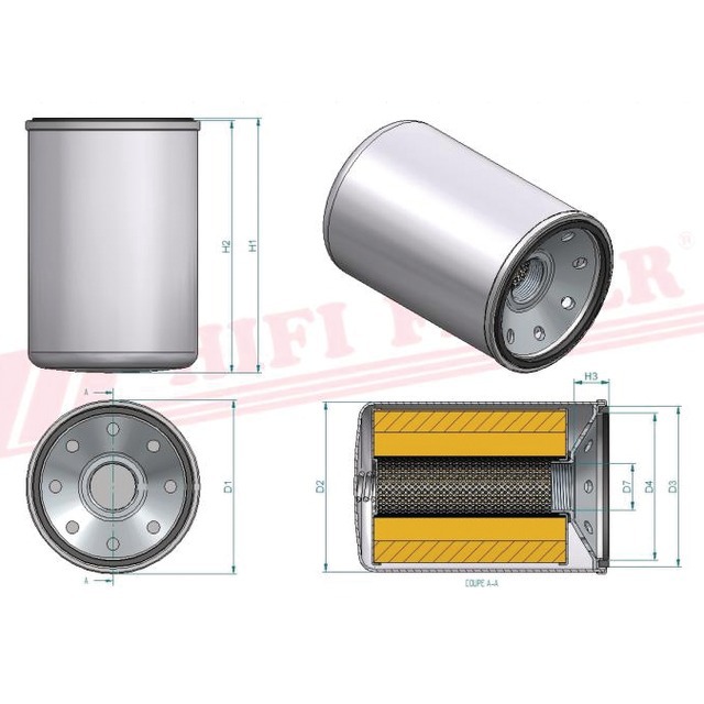 Filtre Hydraulique SH 60184 Hifi Filter référence fournisseur HIFSH60184
